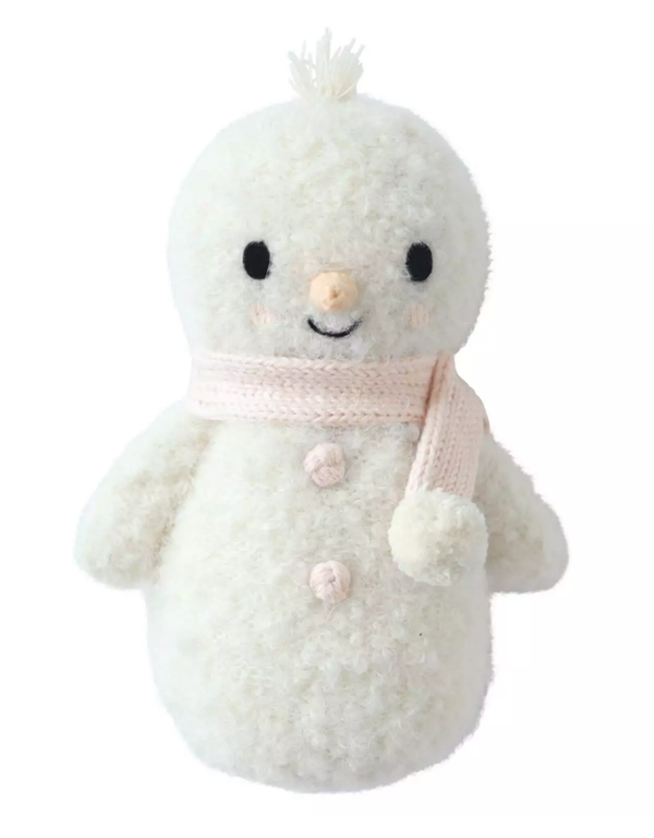 Peluche bouclée de bonhomme de neige avec foulard blush - Cuddle + kind | Veille sur toi
