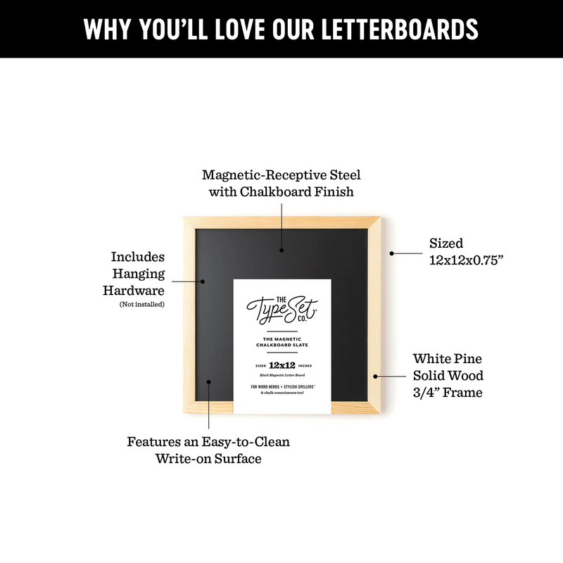 Magnetic Chalk Board - Black - The Type Set Co.