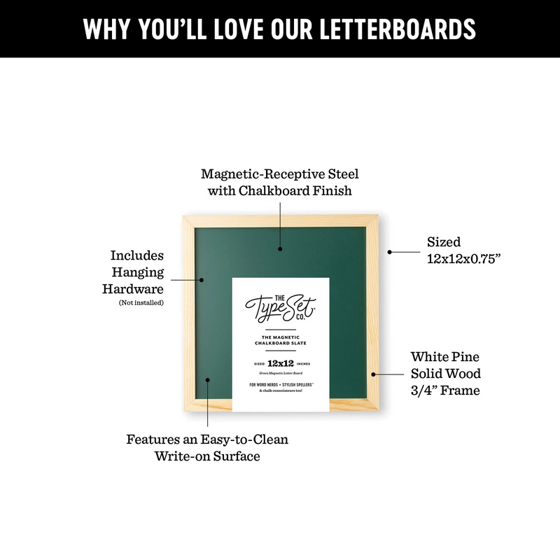 Magnetic Chalk Board - Green - The Type Set Co.