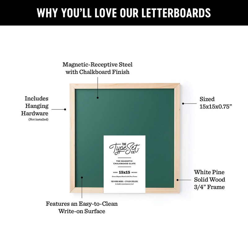 Magnetic Chalk Board - Green - The Type Set Co.