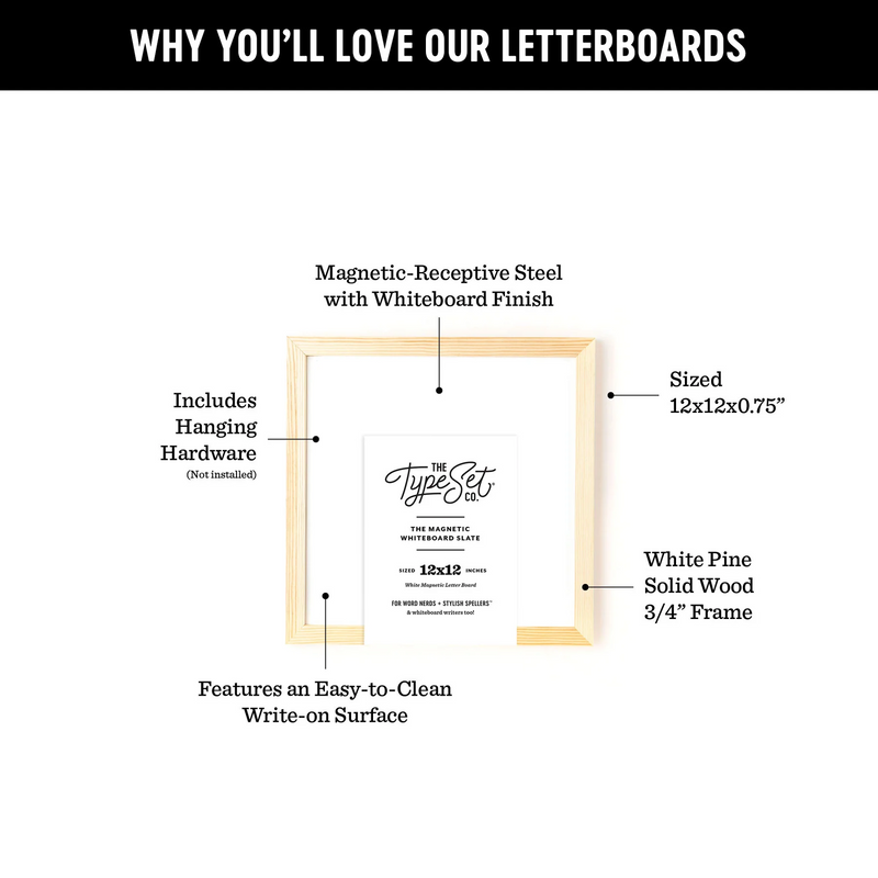 Magnetic Whiteboard - White - The Type Set Co.