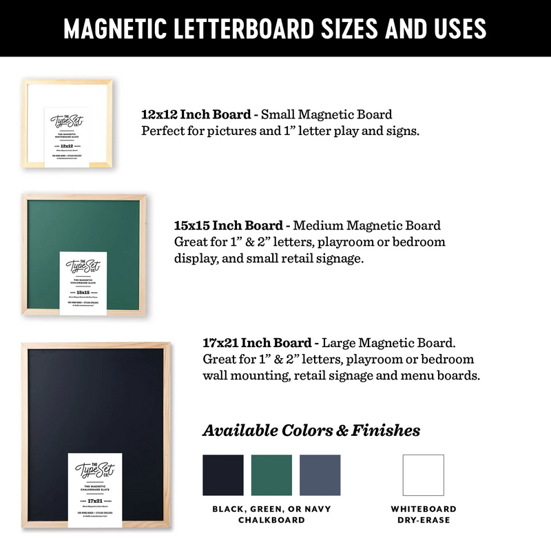 Magnetic Chalk Board - Black - The Type Set Co.