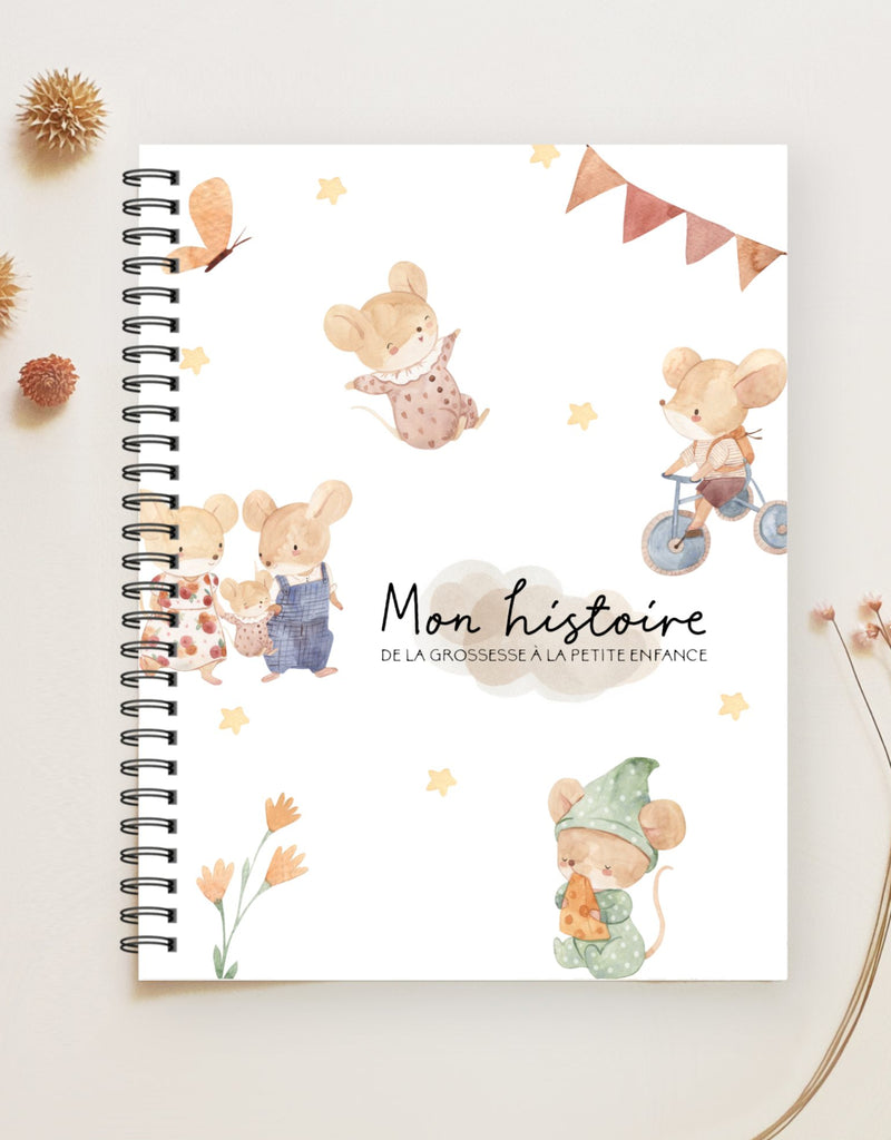 Livre de grossesse, bébé et petite enfance pour les souvenirs - Souris mignonnes - Rainbows & lollipops