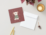 Carte de souhaits de Noël fait au Québec avec motif de chien et flocons de neige - Veille sur toi
