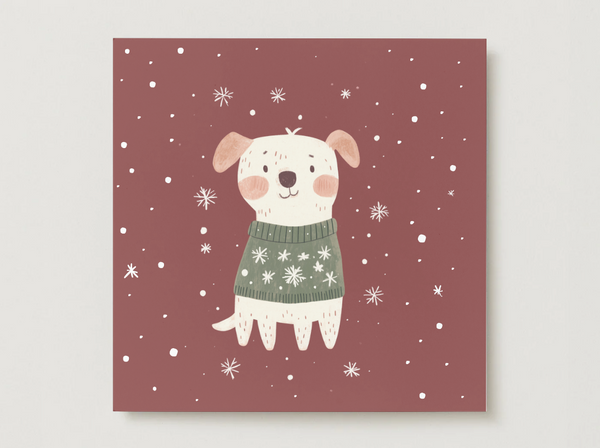 Carte de souhaits de Noël - Chien hivernal - Veille sur toi
