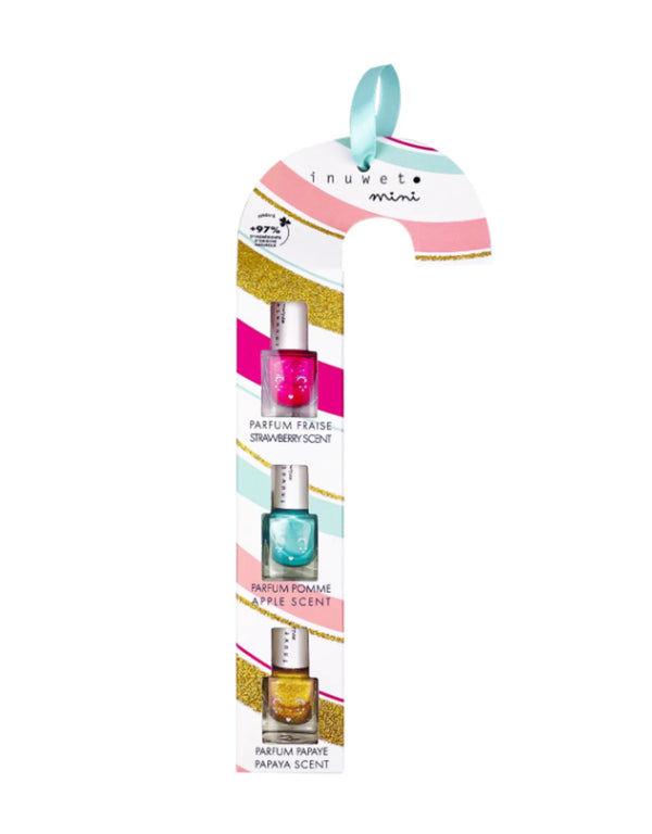 Coffret de canne de Noël avec 3 mini vernis à ongle pour enfant- Inuwet | Veille sur toi