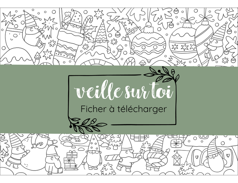 Coloriage de Noël "Les lutins" GRATUIT à télécharger!