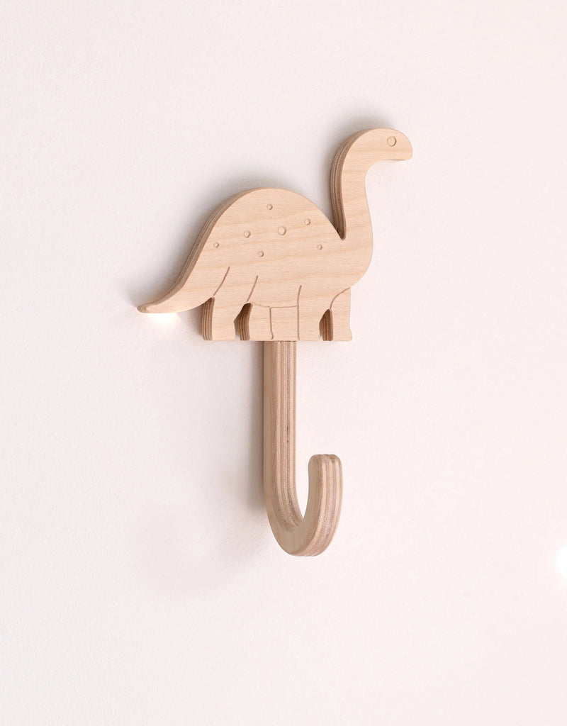 Crochet en bois pour enfant - décoration murale - Diplodocus - Abricotine | Veille sur toi