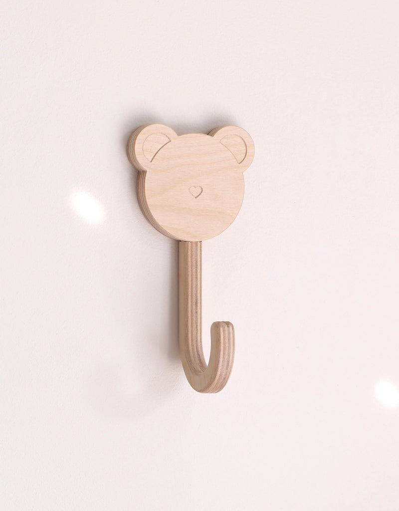 Crochet en bois pour enfant - Décoration murale - Ours - Abricotine | Veille sur toi