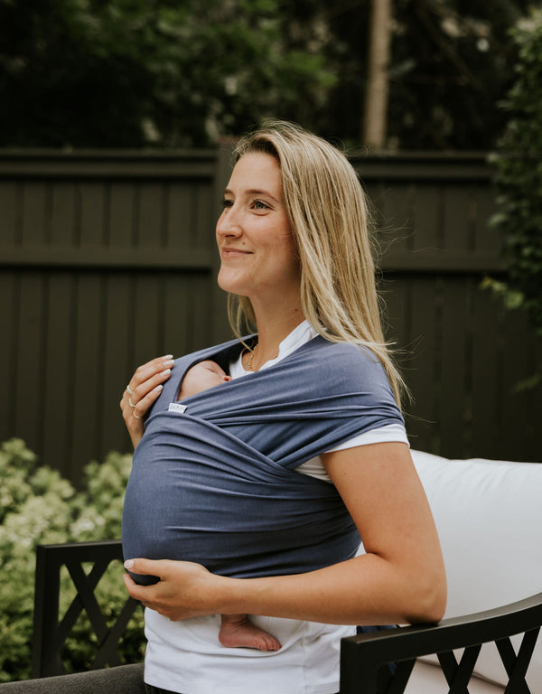 Écharpe de portage extensible en bambou pou bébé - bleu - Zak & Zoé