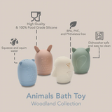 Jouet de bain animaux en silicone - Rose/Sable/Feuille/Bleu - Noüka