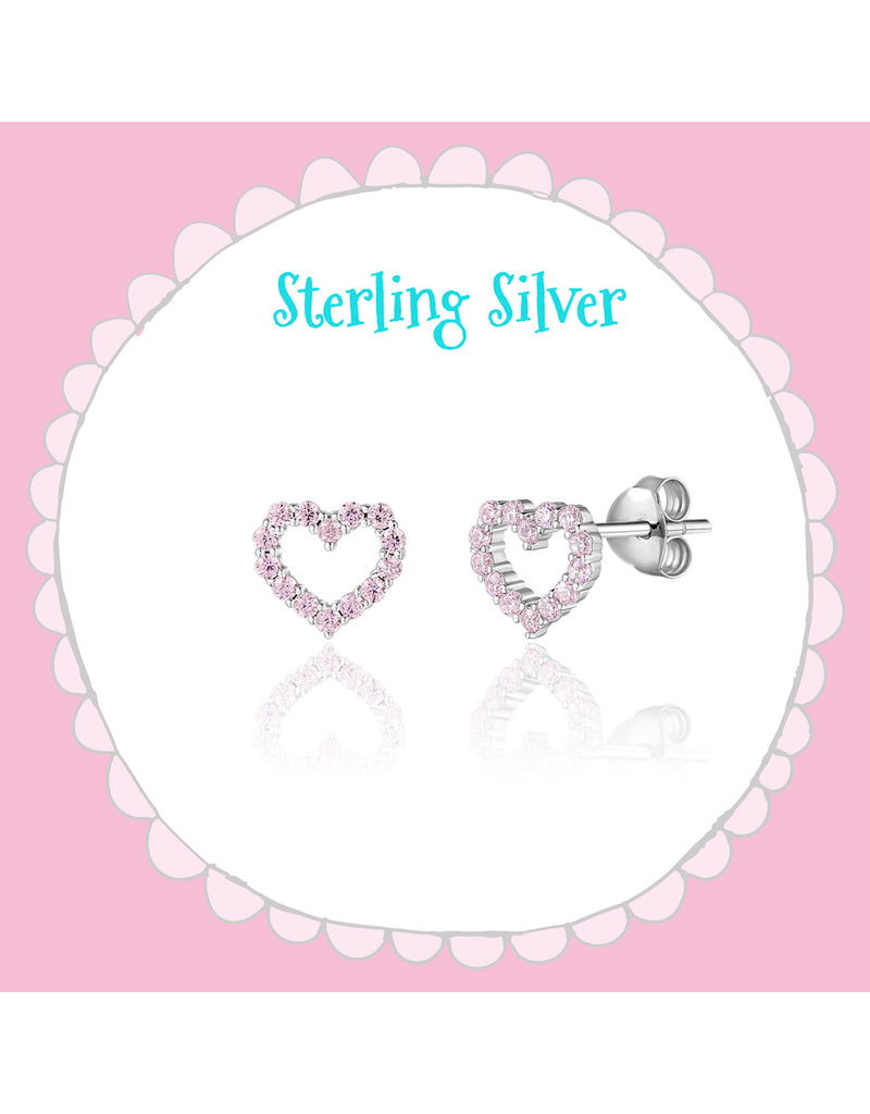 Sterling Silver Earrings - Pink Hearts - Girl Nation