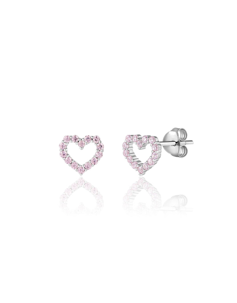 Sterling Silver Earrings - Pink Hearts - Girl Nation