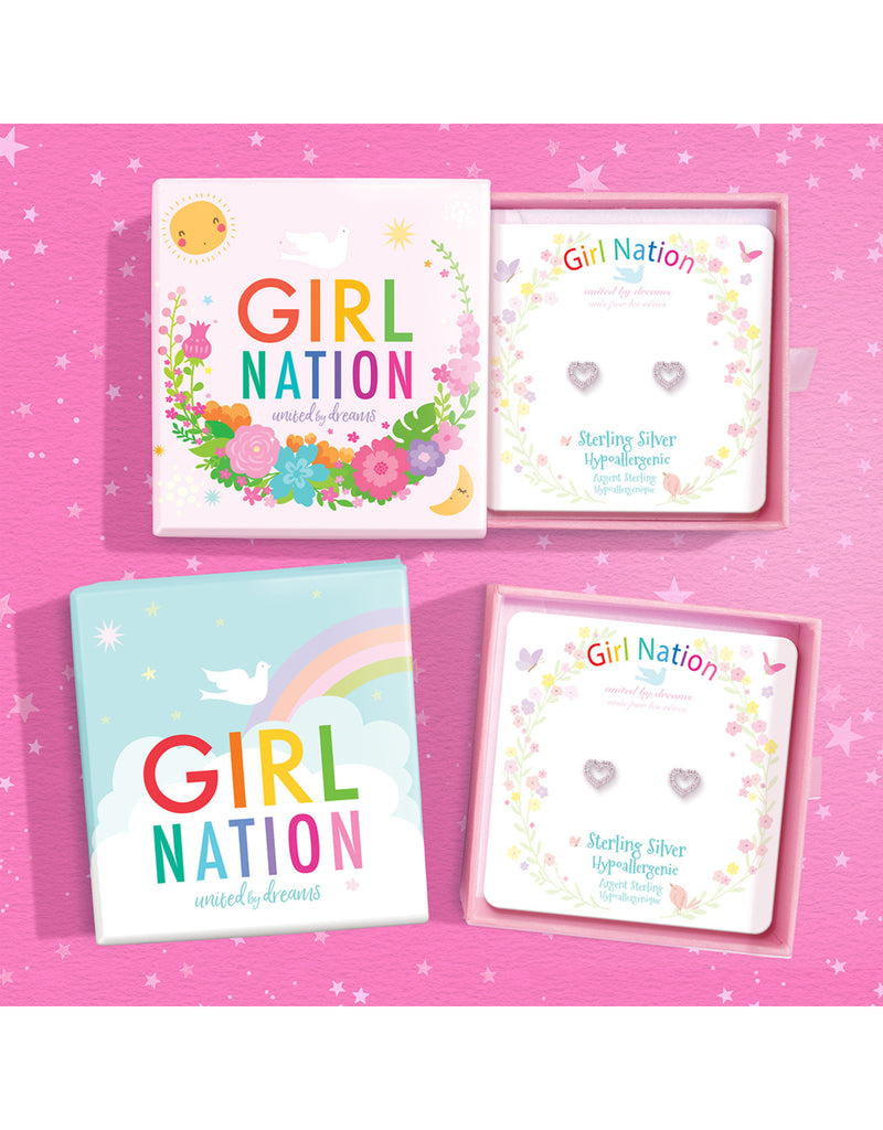 Sterling Silver Earrings - Pink Hearts - Girl Nation