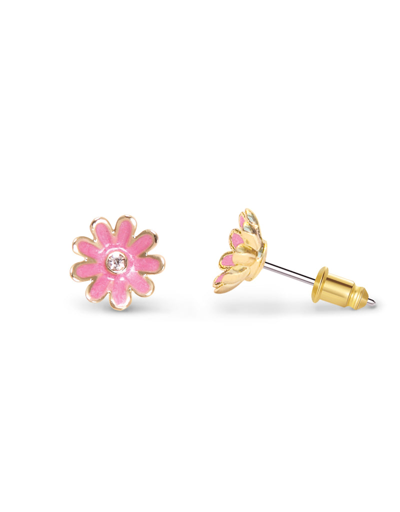 Boucles d'oreilles en émail - Marguerite Rose - Girl Nation