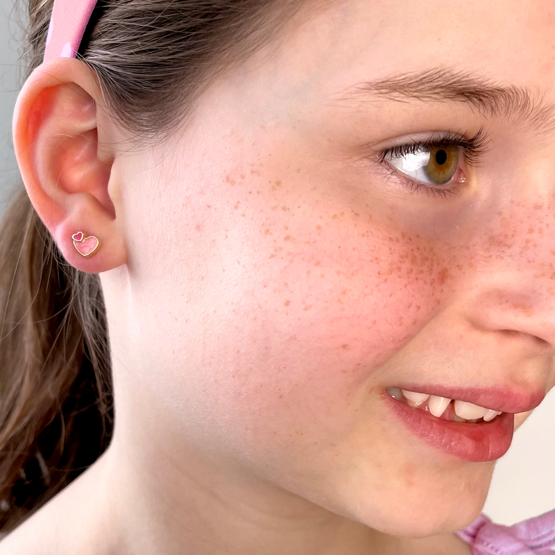Boucles d'oreilles en émail - Coeur de mon coeur - Girl Nation