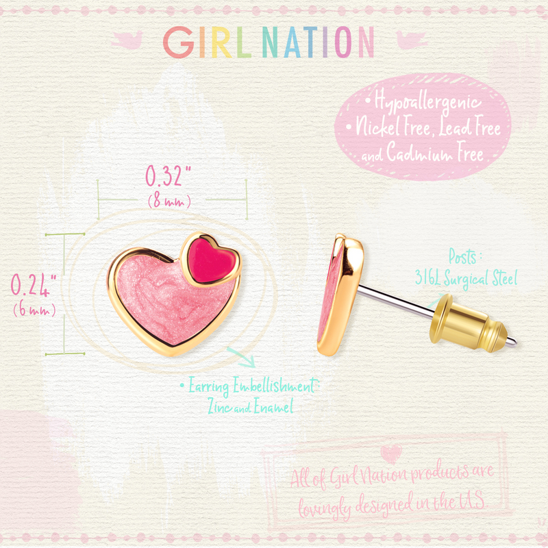 Boucles d'oreilles en émail - Coeur de mon coeur - Girl Nation