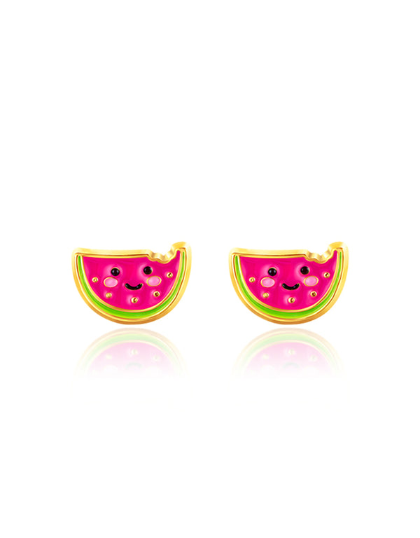 Boucles d'oreilles en émail pour enfant au motif de melon d'eau - Girl Nation | Veille sur toi