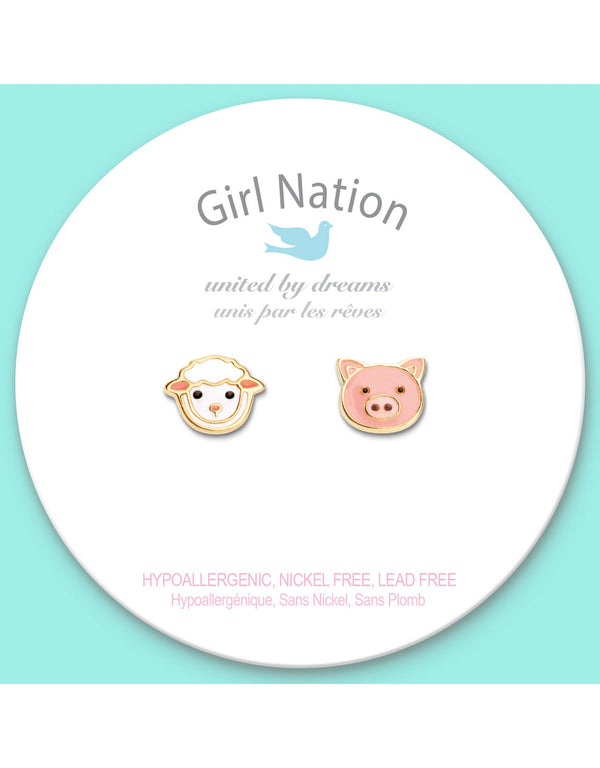 Boucles d'oreilles en émail - La paire de la ferme - Girl Nation