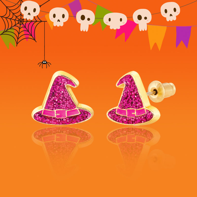 Boucles d'oreilles en émail - Chapeau de sorcière brillant - Girl Nation