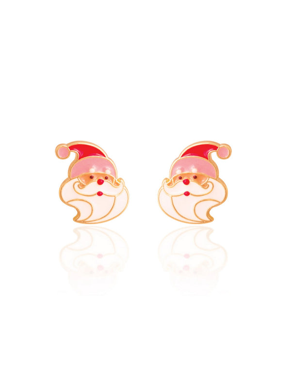 Boucles d'oreilles en émail - Père Noël joyeux - Girl Nation
