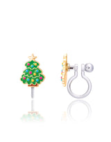 Boucles d'oreilles à clip en émail - Sapin de Noël joyeux - Girl Nation