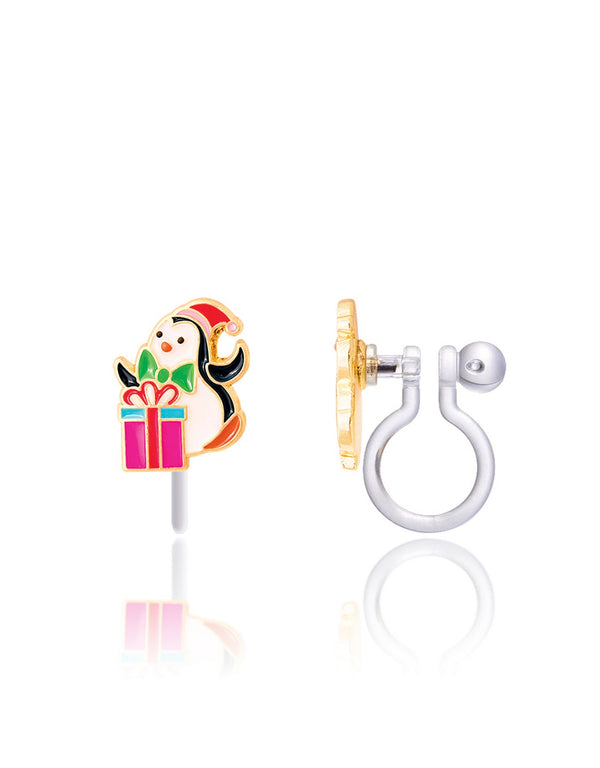 Boucles d'oreilles à clip en émail - Cadeau pour manchot  - Girl Nation