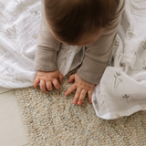 Cotton Muslin Swaddle Blanket - Leaves - Perlimpinpin