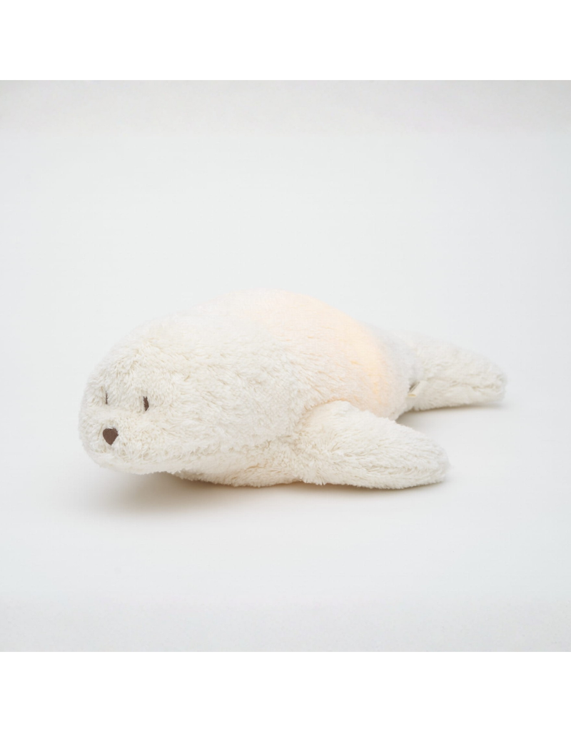 Peluche veilleuse en coton biologique avec sons apaisants - Phoque polaire - Moonie | Veille sur toi