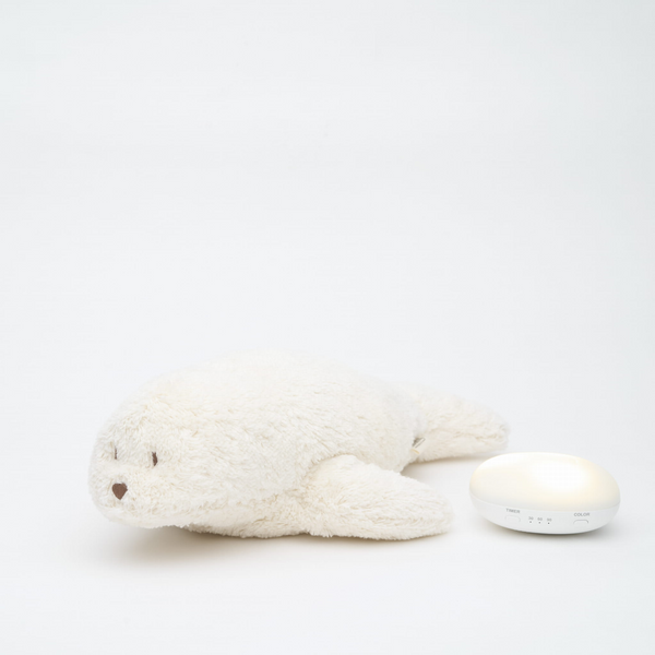 Peluche Sonore en Coton Biologique avec Veilleuse 2.0 - Phoque polaire - Moonie