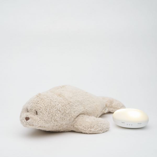 Peluche Sonore en Coton Biologique avec Veilleuse 2.0 - Phoque sable - Moonie