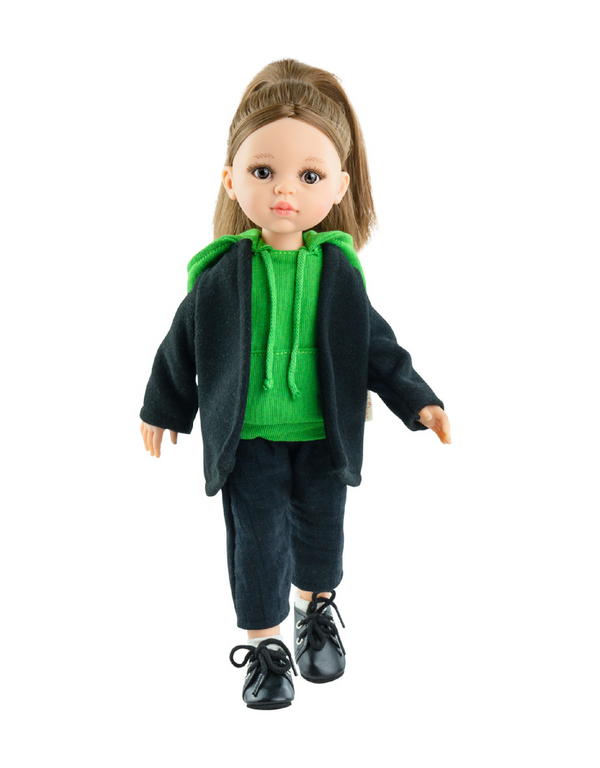 Poupée Las Amigas - Bianca veste, pantalon, soulier noir et chandail à capuche vert - Paola Reina