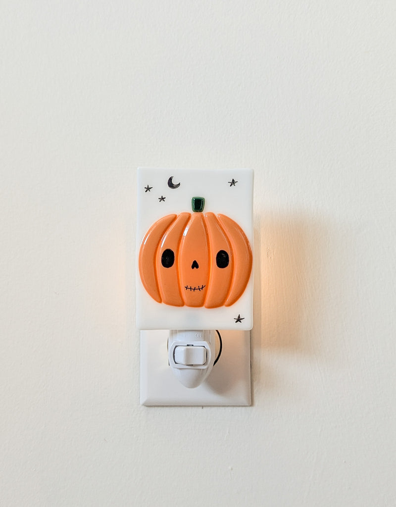 Veilleuse en verre fusionné Halloween pour enfant de citrouille - Veille sur toi