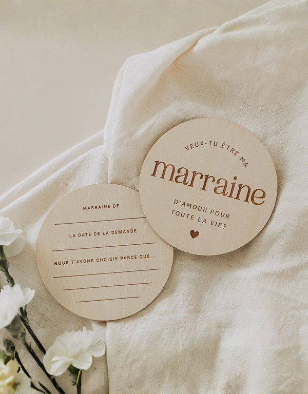 Pastille de bois pour demander à être marraine - Le petit tableau noir | Veille sur toi