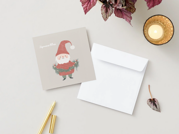 Carte de souhaits de Noël fait au Québec avec motif de Père Noël décontracté - Veille sur toi