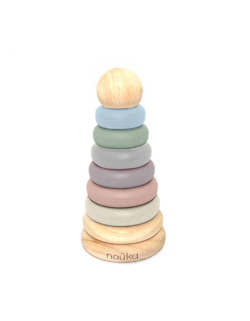 Tour empilable en bois et silicone- Pastel - Noüka