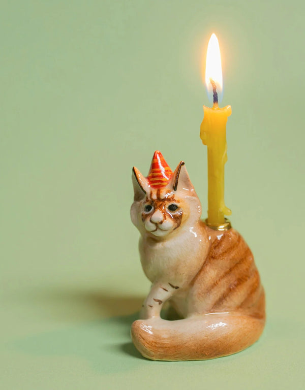 Porte bougie en porcelaine fine - chat maine coon - Camp Hollow | Veille sur toi