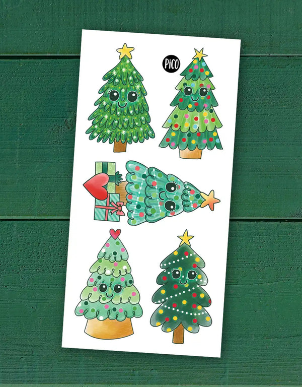 Tatouages temporaires pour enfant avec motifs de sapins de Noël - Pico Tatoo | Veille sur toi