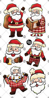 Tatouages Temporaires - Les Pères Noël en pyjamas - Pico