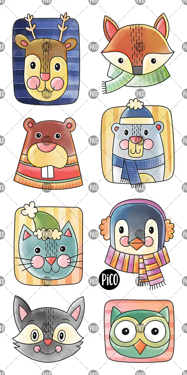 Tatouages Temporaires - Les animaux hivernaux - Pico