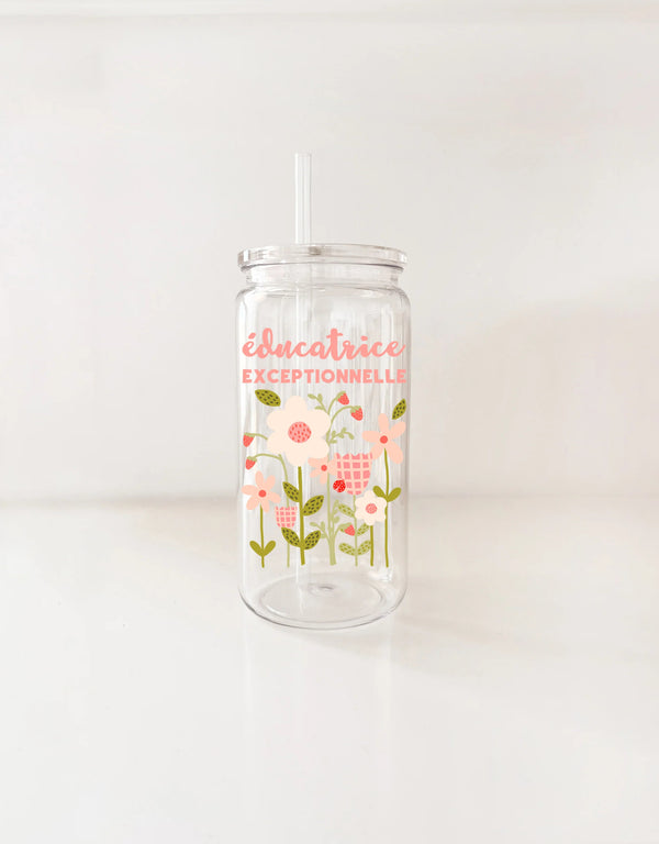 Verre en plastique avec paille et couvercle - Éducatrice exceptionnelle - Mömy | Veille sur toi