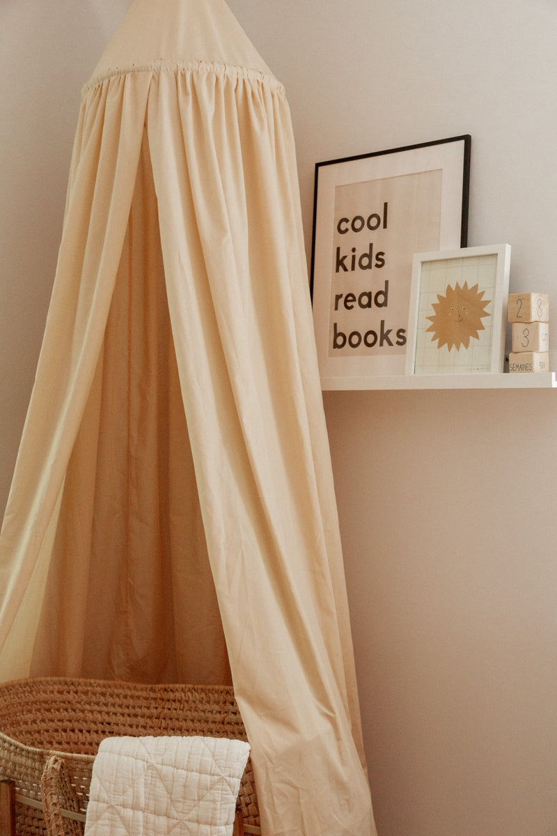 Ciel de lit en coton - Beige - Veille sur toi