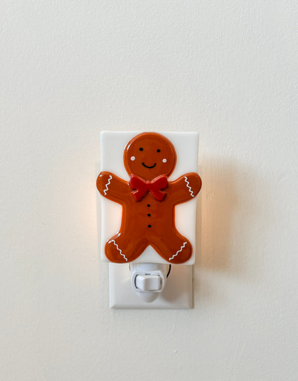 Veilleuse en verre fusionnée de Noël pour enfant - Ti-biscuit de Noël - Veille sur toi