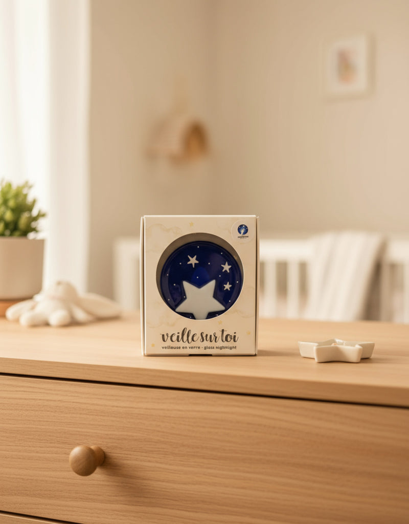 Veilleuse en verre fusionné fait à la main au Québec - Rêvons grand - Veille sur toi
