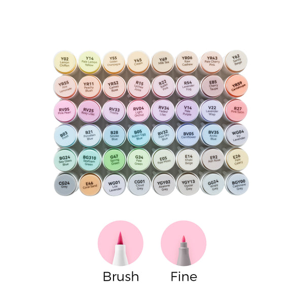 Ensemble de 48 marqueurs à double pointe Honolulu B - Pastel - Ohuhu