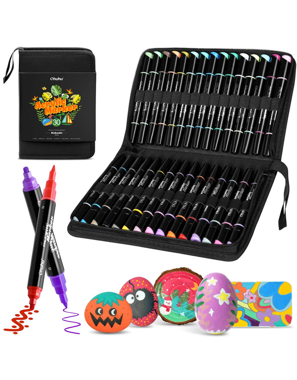 Coffret de 30 marqueurs acryliques imperméables - Ohuhu | Veille sur toi