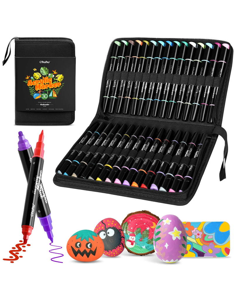 Coffret de 30 marqueurs acryliques imperméables - Ohuhu | Veille sur toi