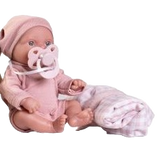 Antonio Juan ANT-85318-Rose Poupée Picolin 21 cm - Poupée avec suce et couverture enveloppante - Antonio Juan Vêtement rose - couverture vichy vendu par Veille sur toi