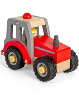 Bigjigs 36023 Mini tracteur rouge en bois - Bigjigs vendu par Veille sur toi