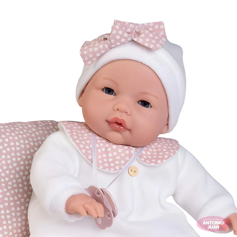 Bimba Doll 37 cm - Crying Doll with Little Bed - Antonio Juan